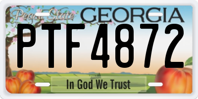 GA license plate PTF4872