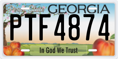 GA license plate PTF4874
