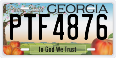 GA license plate PTF4876