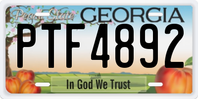 GA license plate PTF4892