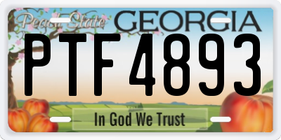 GA license plate PTF4893