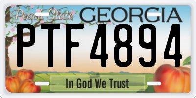 GA license plate PTF4894