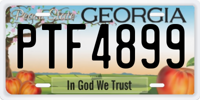 GA license plate PTF4899