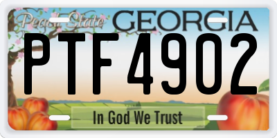 GA license plate PTF4902