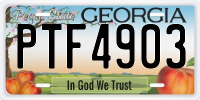 GA license plate PTF4903