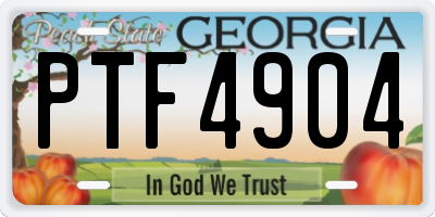 GA license plate PTF4904