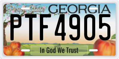 GA license plate PTF4905
