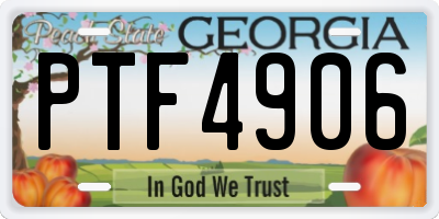 GA license plate PTF4906