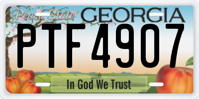 GA license plate PTF4907