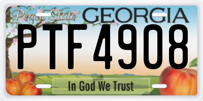 GA license plate PTF4908