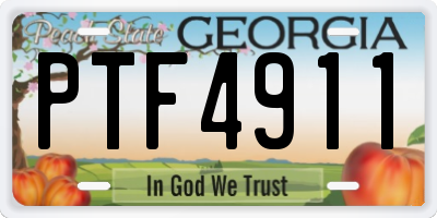 GA license plate PTF4911