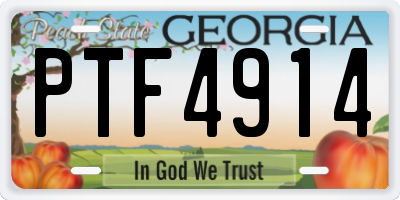 GA license plate PTF4914