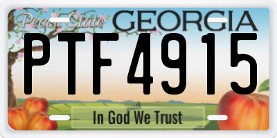 GA license plate PTF4915
