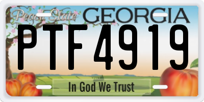 GA license plate PTF4919