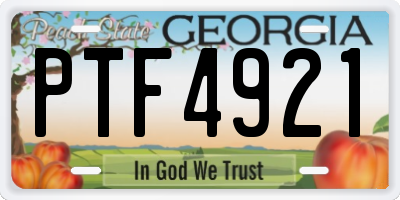 GA license plate PTF4921