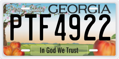 GA license plate PTF4922