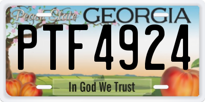 GA license plate PTF4924