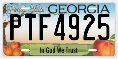GA license plate PTF4925