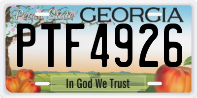 GA license plate PTF4926