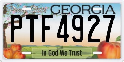 GA license plate PTF4927