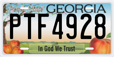 GA license plate PTF4928