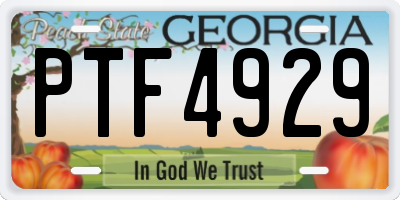 GA license plate PTF4929