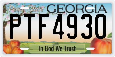 GA license plate PTF4930
