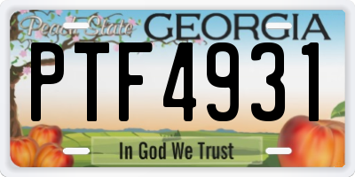 GA license plate PTF4931