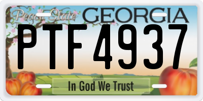 GA license plate PTF4937