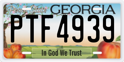 GA license plate PTF4939