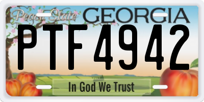 GA license plate PTF4942