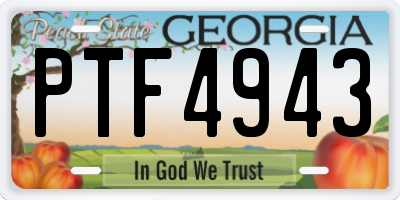 GA license plate PTF4943