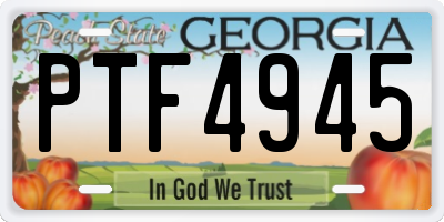 GA license plate PTF4945