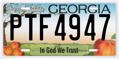 GA license plate PTF4947