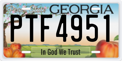 GA license plate PTF4951