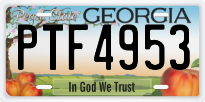 GA license plate PTF4953