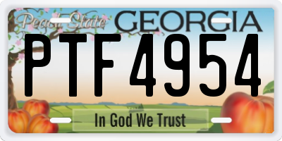 GA license plate PTF4954