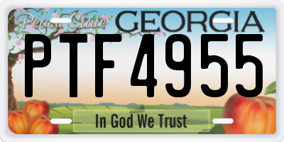 GA license plate PTF4955