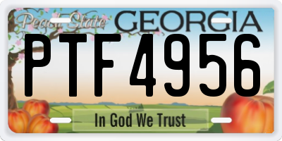 GA license plate PTF4956
