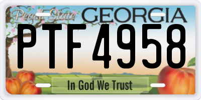 GA license plate PTF4958
