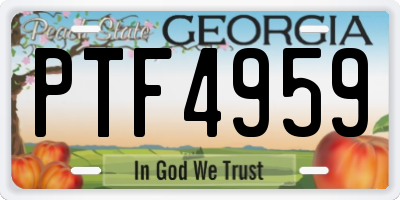 GA license plate PTF4959