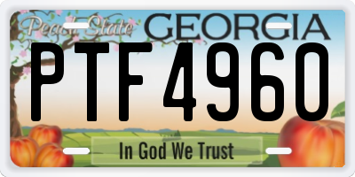 GA license plate PTF4960