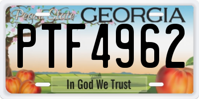 GA license plate PTF4962
