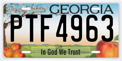 GA license plate PTF4963