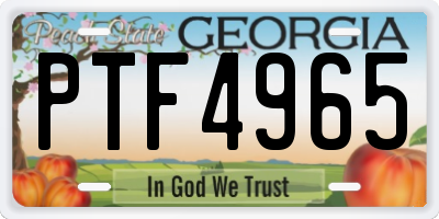 GA license plate PTF4965