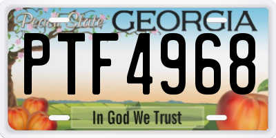 GA license plate PTF4968
