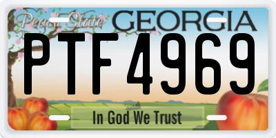 GA license plate PTF4969