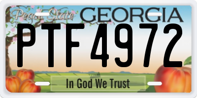 GA license plate PTF4972