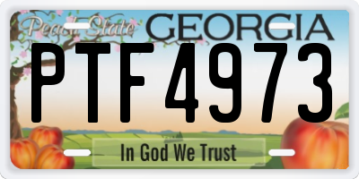 GA license plate PTF4973