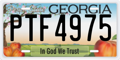 GA license plate PTF4975